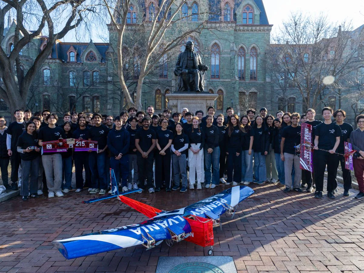 Penn Aerial Robotics team with the completed Leviathan aircraft.